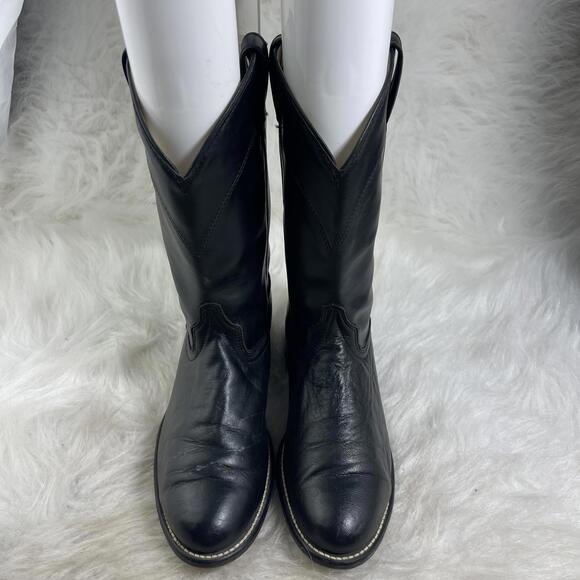 Vintage Laredo Made in USA Leather Cowboy Western Black Riding Mens Boots 9M main image 5